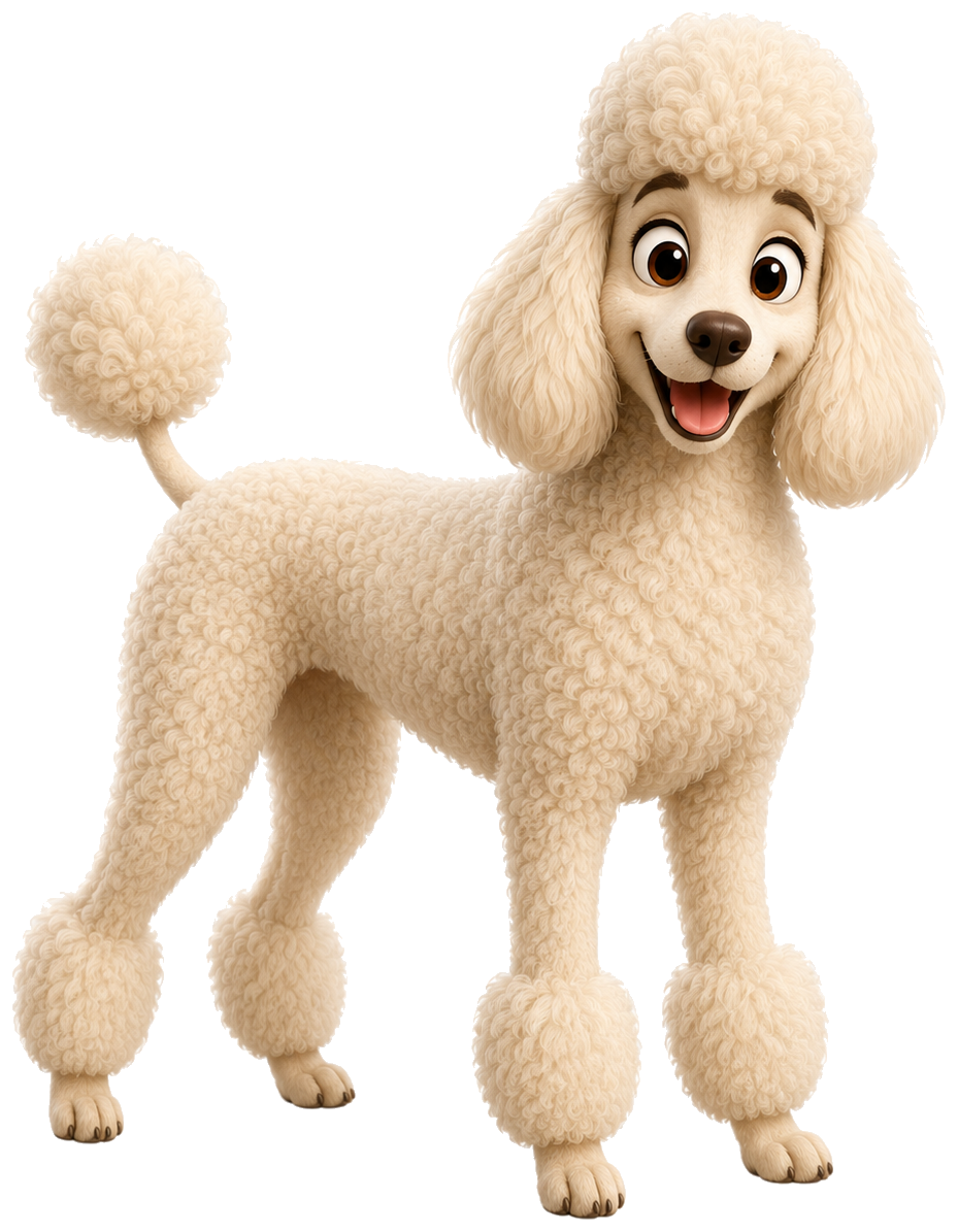 Barbone in stile 3D cartoon Wefido su sfondo trasparente