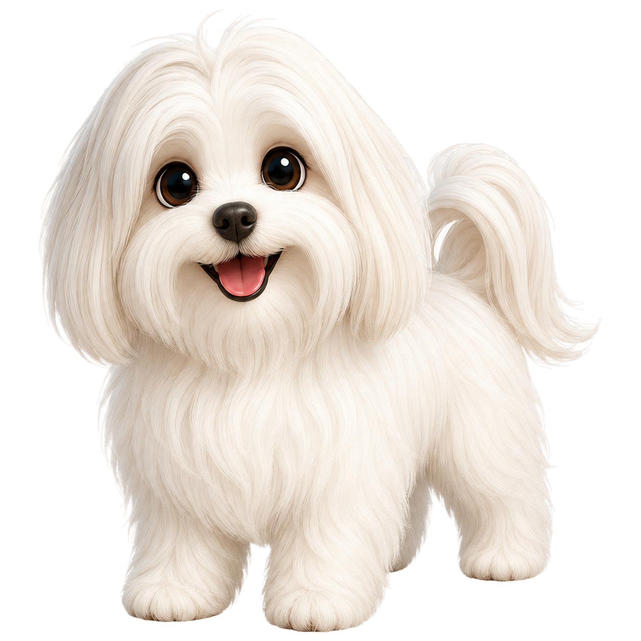 Maltese in stile 3D cartoon Wefido su sfondo trasparente