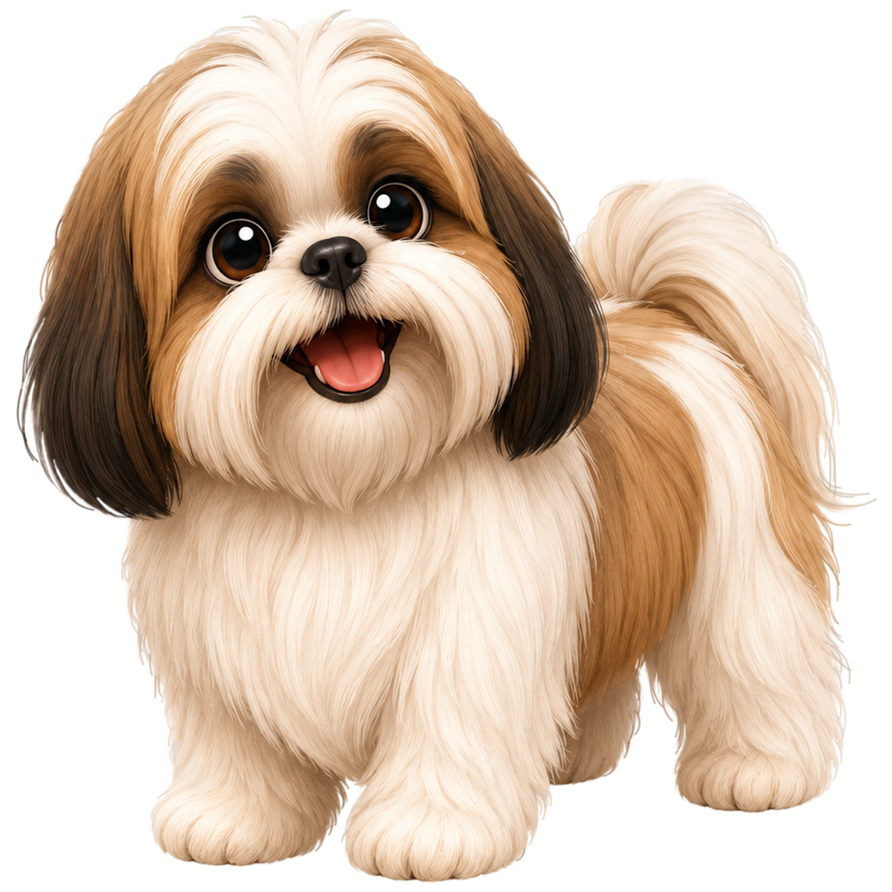 Shih Tzu in stile 3D cartoon Wefido su sfondo trasparente