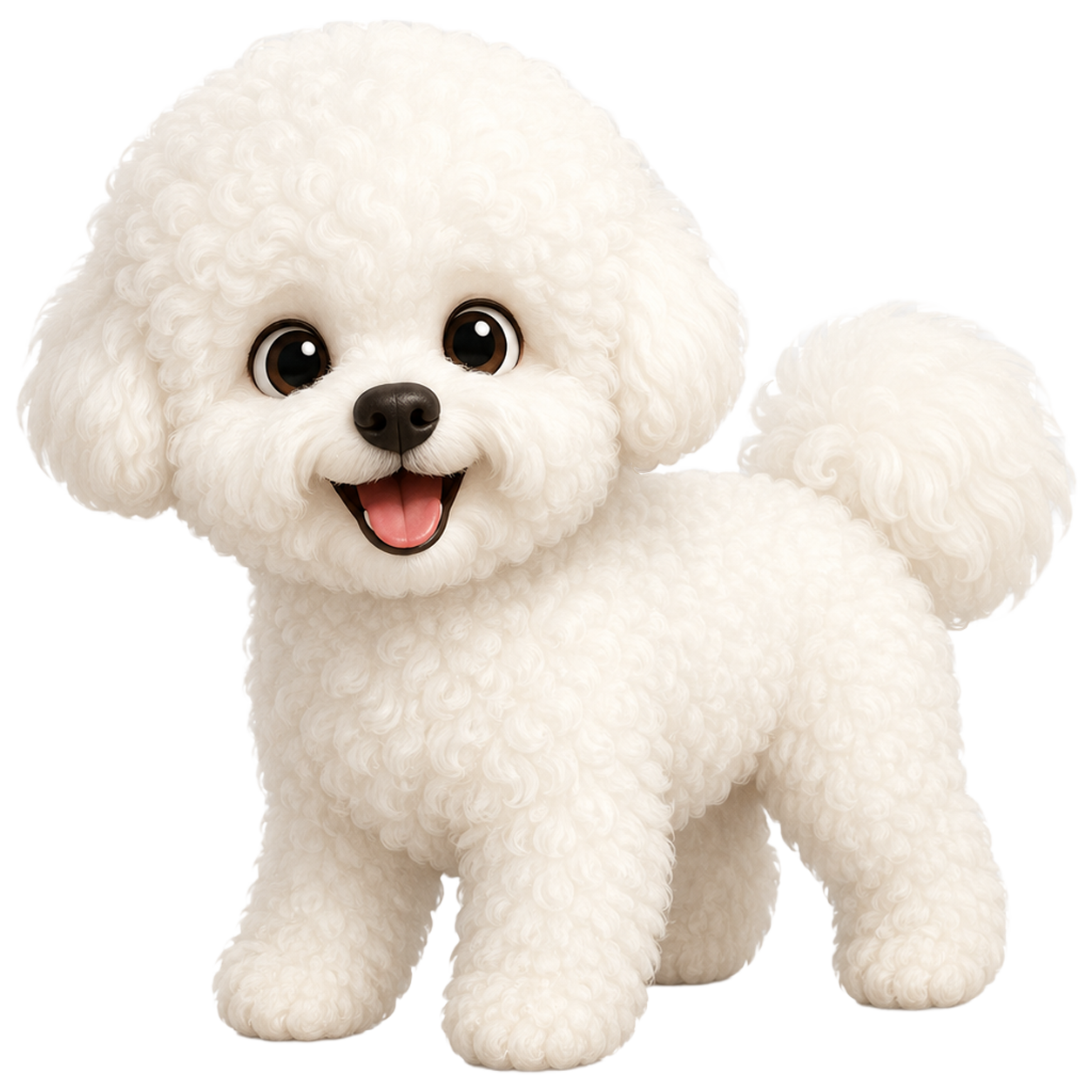 Bichon Frisé in stile 3D cartoon Wefido su sfondo trasparente