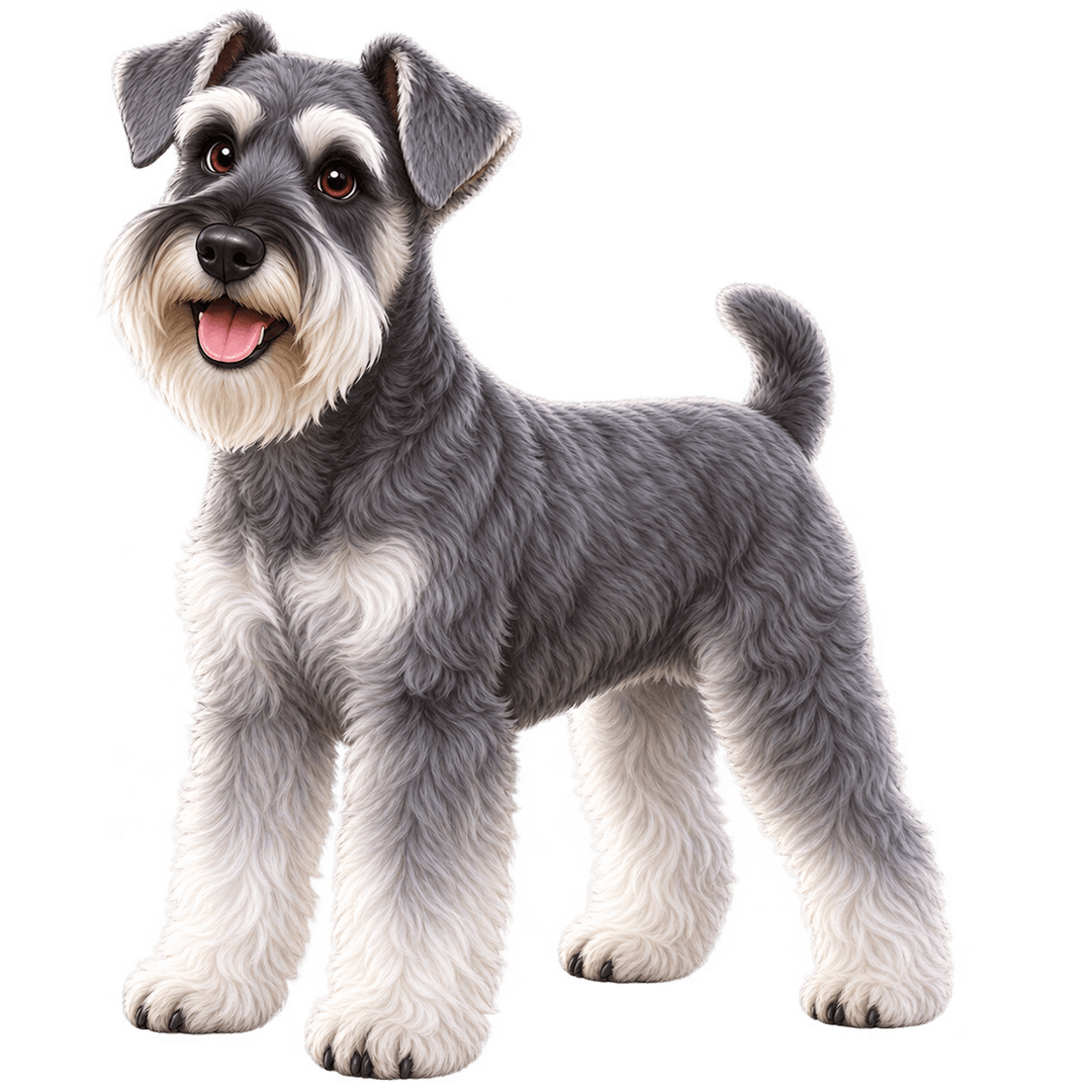 Schnauzer Nano in stile 3D cartoon Wefido su sfondo trasparente