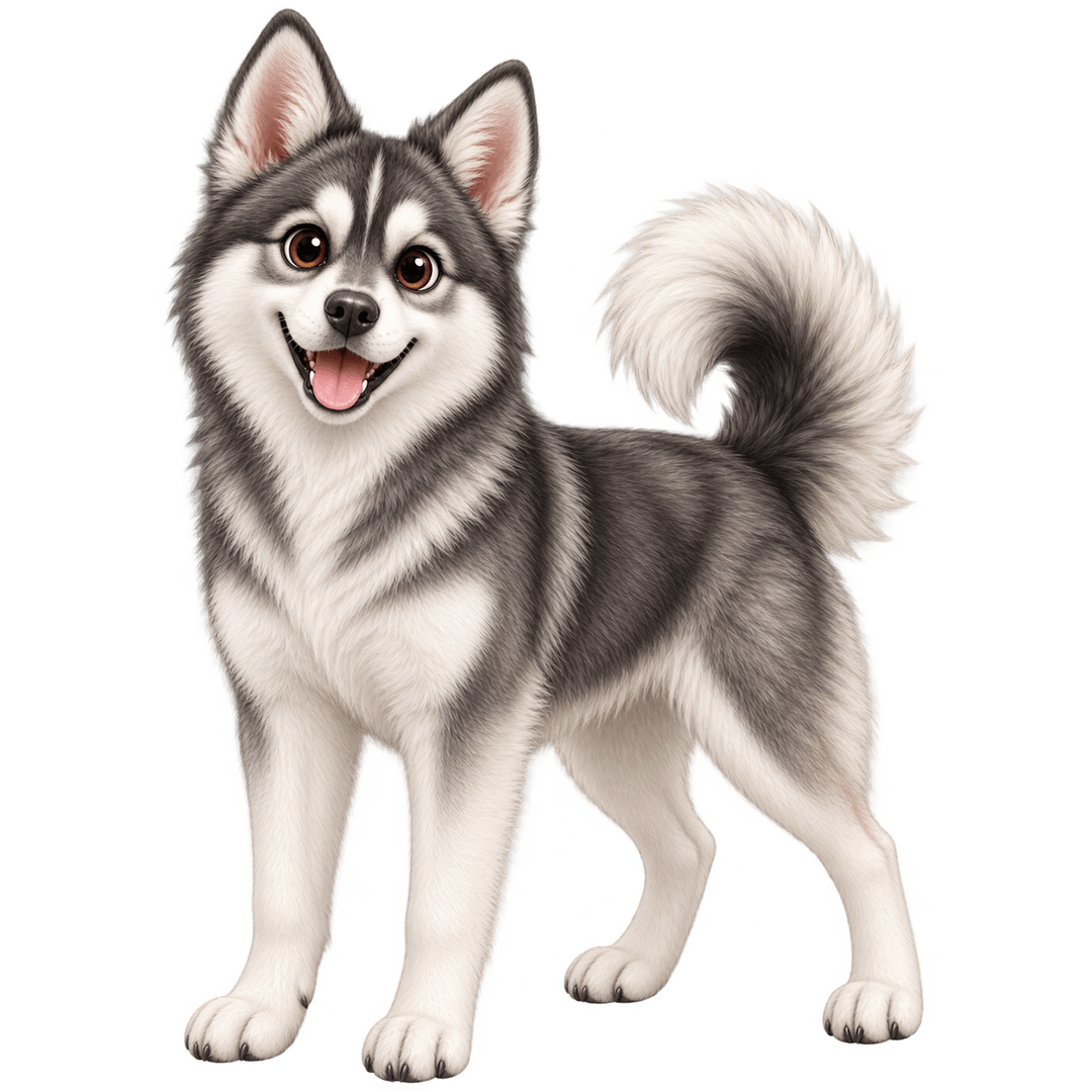 Alaskan Klee Kai illustrato in stile Wefido