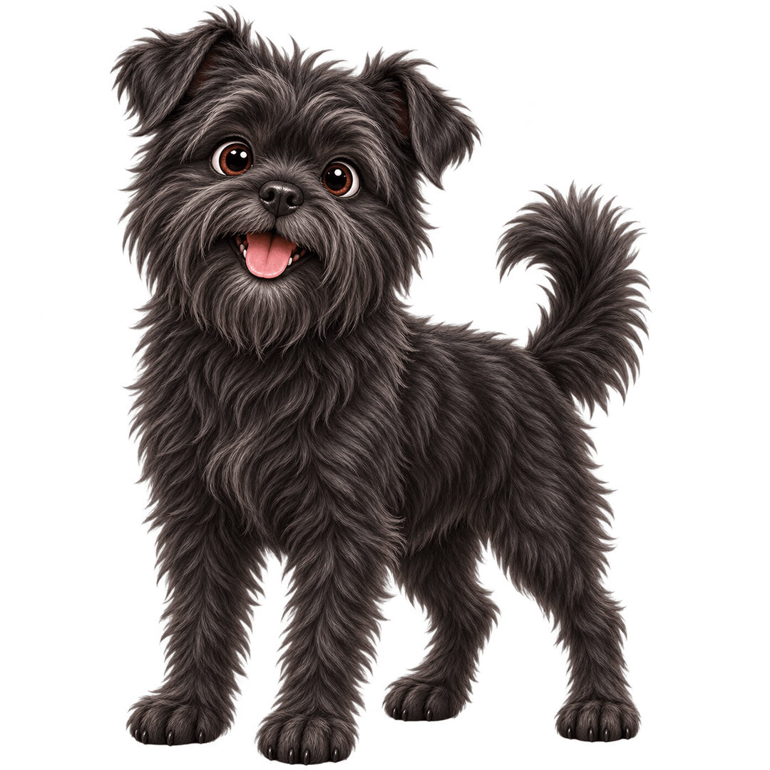 Affenpinscher nero in stile Wefido su sfondo trasparente
