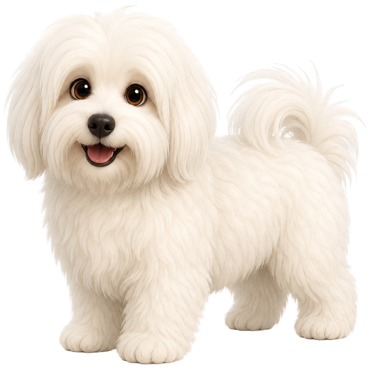 Coton de Tulear bianco, morbido e allegro in stile Wefido su sfondo trasparente