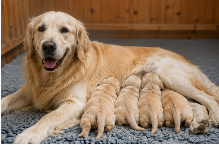 Madre con la cucciolata in allevamento