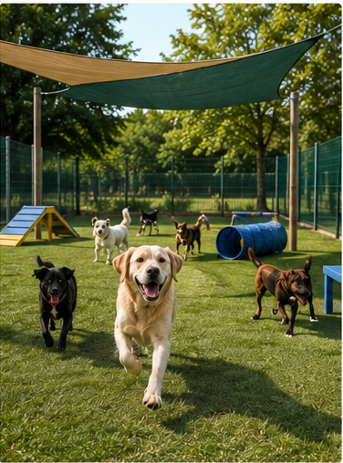 Area di gioco recintata in un asilo per cani