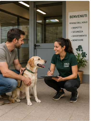 Primo incontro tra proprietario, cane e responsabile dell'asilo