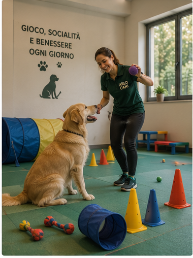 Attività educativa guidata in un asilo per cani