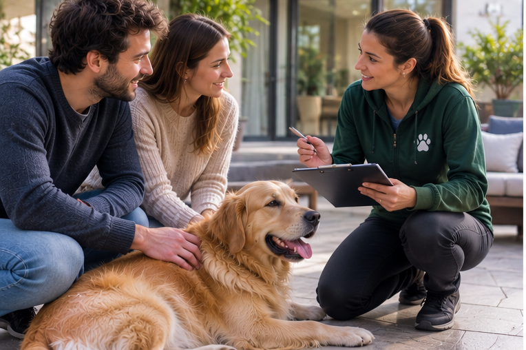 Incontro conoscitivo tra dog sitter, proprietario e cane
