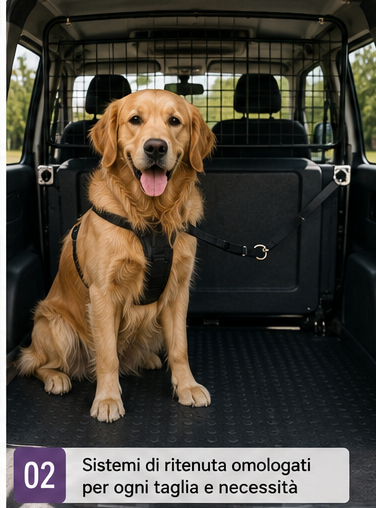 Cane sistemato in sicurezza all'interno di un Pet Taxi