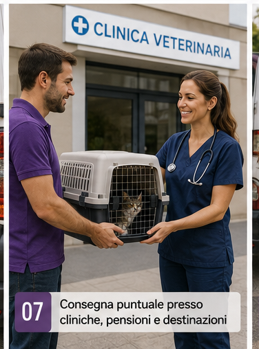 Consegna di un animale davanti a una clinica veterinaria