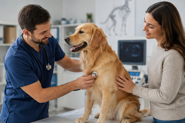 Visita veterinaria a un cane
