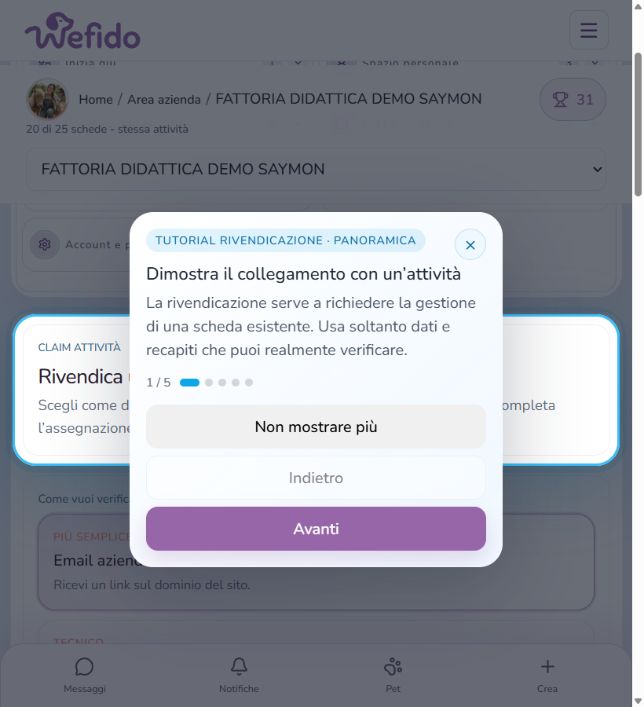Richiedere la gestione di una scheda: Apri la richiesta di gestione