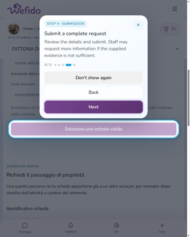 Request access to manage a business profile: Submit the complete request