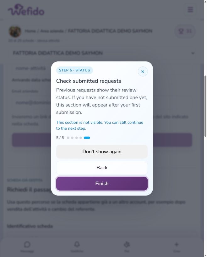 Request access to manage a business profile: Check the review status