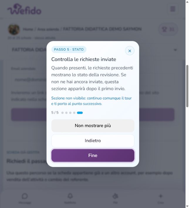 Richiedere la gestione di una scheda: Controlla lo stato della revisione