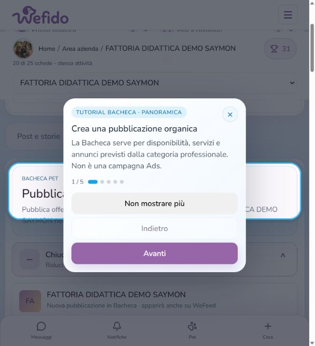 Come pubblicare nella Bacheca pet: Apri la Bacheca professionale