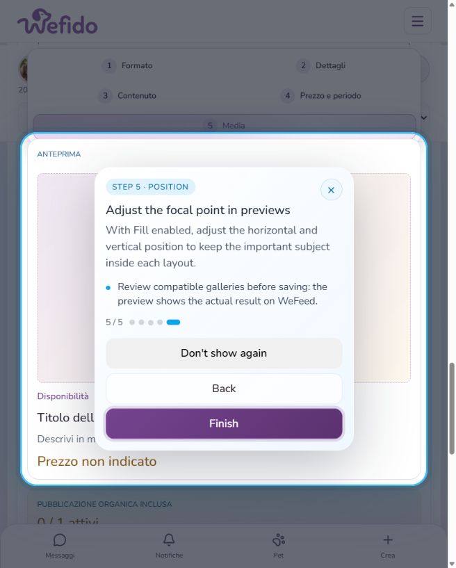 How to publish on the Pet Board: Adjust the focal point and review
