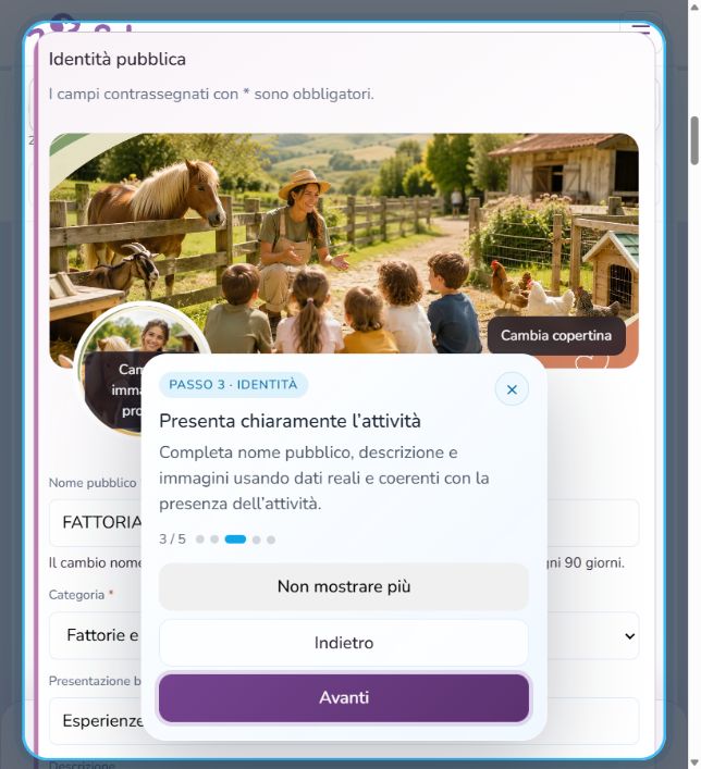 Creare una scheda professionale su Wefido: Completa identità e presentazione