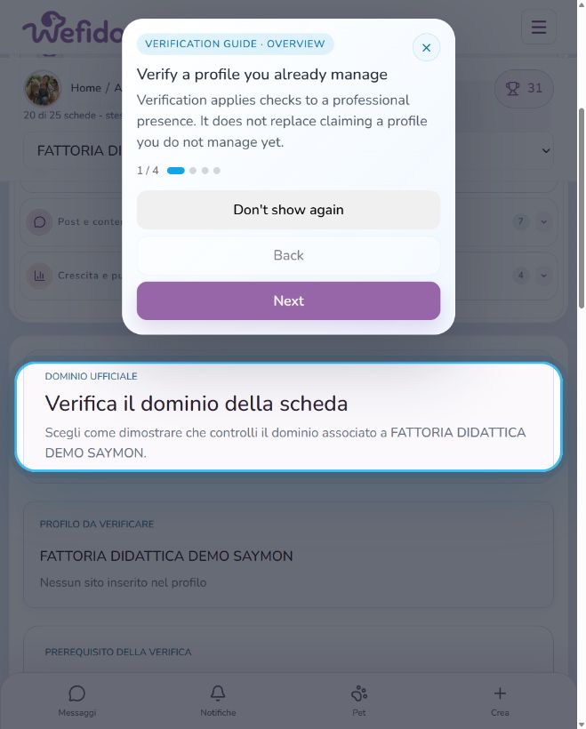 How to verify a professional profile: Open profile verification